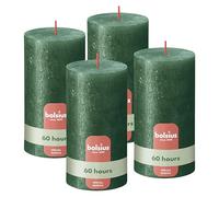 Bolsius - Vela rústica - verde - metálico - 13 cm - 4 unidades - velas decorativas - contienen cera vegetal natural - sin aceite de palma