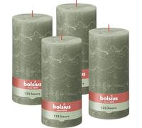 Bolsius - Vela rústica XXL - Verde - Juego de 4 - 20 x 10 cm - Velas decorativas para el hogar - Larga duración de combustión 125 horas - Sin perfume - Cera natural vegana - Sin aceite de palma