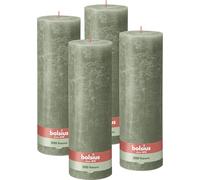 Bolsius - Vela rústica XXL - Verde - Juego de 4 - 30 x 10 cm - Velas decorativas para el hogar - Larga duración de combustión 200 horas - sin perfume - Cera natural vegana - sin aceite de palma
