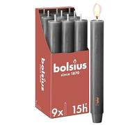 Bolsius - Vela XL rústica - 23 x 3 cm - Antra- En caja de 9 unidades - Duración de combustión 15 horas - Sin perfume - Contiene cera vegetal natural - Sin aceite de palma