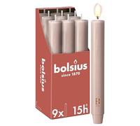 Bolsius - Vela XL rústica - 23 x 3 cm - rosa claro - En caja de 9 unidades - Duración de combustión 15 horas - Sin perfume - Contiene cera vegetal natural - Sin aceite de palma