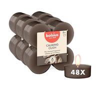 Bolsius - Velas aromáticas maxi - Oud Wood - Marrón - 48 unidades - Extractos naturales - Contiene cera vegana - Sin aceite de palma