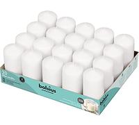 Bolsius Velas básicas para decoración, cera, blanco, tamaño de cera individual: H 9,8 cm, Ø 4,8 cm, 20 piezas