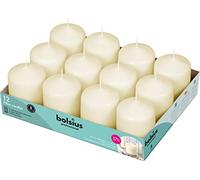 Bolsius - Velas básicas para decoración, cera, marfil, tamaño de cera: 7,8 cm de alto, 5,8 cm de diámetro, 12 unidades