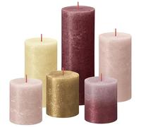 Bolsius Velas Cilíndricas Rústicas - Set de Regalo de 6 - Haptic Luxury - Velas Decorativas para el Hogar - Larga Duración - Sin Aroma - Incluye Cera Natural de Origen Vegetal - Sin Aceite de Palma