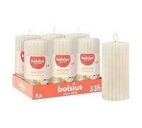 Bolsius - Velas con aroma - 6 unidades - 12 cm - estriadas - vainilla - marfil - velas perfumadas - Extractos naturales - Contiene cera vegana - Sin aceite de palma