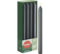 Bolsius - Velas cónicas - antracita - 8 unidades - 23 cm - larga duración de combustión de 8 horas - sin perfume - 25% cera natural vegana - sin aceite de palma