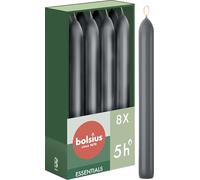Bolsius - Velas cónicas para cena - color antracita - paquete de 8-17 cm - larga duración de combustión de 5 horas - sin perfume - cera vegana natural - sin goteo - sin aceite de palma