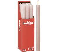 Bolsius - Velas de cena - Rosa claro - 9 unidades - 27 x 2,3 cm - Duración de combustión 13 horas - Sin perfume - Cera vegetal natural - Sin aceite de palma - Dia de la Madre