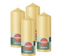 Bolsius - Velas de pilar beige - Paquete de 4 velas decorativas para el hogar de 15 x 6 cm - larga duración de combustión de 42 horas - sin perfume - sin aceite de palma