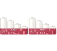 Bolsius - Velas de Pilar Lisas - Juego de 4 - Blanco - Varios Tamaños 12-10-8-6 cm - Ø48mm - Velas Decorativas - Largo Tiempo de Combustión - Sin Perfume - Con Cera Vegetal Natural (Paquete de 2)