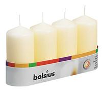 Bolsius Velas de pilar marfil - Pack de 4 - Larga duración de combustión de 20 horas - Hogar - Decoración interior - Sin goteo - Sin perfume - Fácil de encender - cera de parafina - 100 x 50 mm