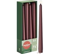 Bolsius - Velas de punta lisa - Burdeos - 8 unidades en caja - Velas decorativas para el hogar - Tiempo de combustión 7 horas - sin perfume - Natural - Sin aceite de palma - 24,5 cm