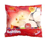 Bolsius - Velas de té grandes (uso interior y exterior, 10 horas de duración, 16 x 38 mm, 12 unidades), color blanco