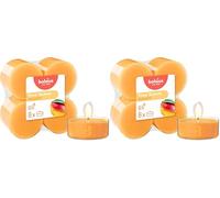 Bolsius - velas de té Perfumados - Fragancia Mango - Juego de 8 piezas - Color caramelo - Larga duración de 8 horas - diámetro 57 mm - Extractos naturales - Vela decorativa - Cera - Sin humo