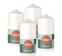 Bolsius - Velas decorativas para el hogar - blanco - 4 unidades - 12 x 6 cm - largo tiempo de combustión de 33 horas - sin perfume - 5% de cera vegana natural - sin aceite de palma