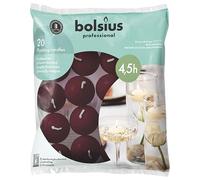 Bolsius Velas flotantes - burdeos - 20 unidades - Diámetro 45 mm - Longitud de combustión 4,5 horas - Cera Praffin- Sin aceite de palma - Velas decorativas para el hogar