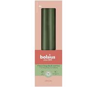Bolsius Velas lisas de punta - Verde metalizado - Juego de 4 unidades en caja - 24,5 cm - Velas decorativas para el hogar - Tiempo de combustión 7 horas - Sin perfume - Natural - Sin aceite de palma