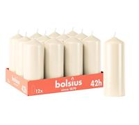 Bolsius - Velas lisas - marfil - 12 unidades - 15 x 6 cm - Velas decorativas para el hogar - Tiempo de combustión 42 horas - Sin perfume - Contiene cera vegetal natural - Sin aceite de palma