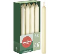 Bolsius - Velas lisas - marfil - 8 unidades en caja - 17 cm - duración de combustión 5 horas - sin perfume - cera vegetal natural - sin goteo - sin aceite de palma