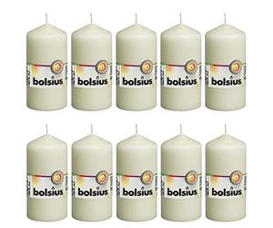 Bolsius Velas lisas, marfil, juego de 10 unidades, velas decorativas para el hogar, longitud de combustión de 33 horas, sin perfumar, cera vegetal natural, 12 x 6 cm