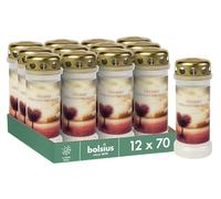 Bolsius - Velas para tumbas - blanco - 12 unidades - duración de combustión 70 horas - Vela de luto y memorial - Quemador permanente - con diseño - árbol - sin perfume - sin aceite de palma