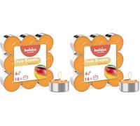 Bolsius, Velas perfumadas True Scents en vaso de aluminio, fragancia a mango, juego de 18 unidades, color naranja, duración de 4 horas, velas decorativas, cera vegana, sin humo (Paquete de 2)