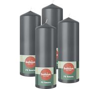 Bolsius - Velas Pilar - Antracita - Paquete de 4 velas decorativas para el hogar de 20 x 7 cm - larga duración de combustión de 75 horas - sin perfume - cera vegana natural - sin aceite de palma