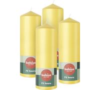 Bolsius - Velas Pilar - Velas decorativas para el hogar - 4 unidades - 20 x 7 cm - color amarillo - Larga duración de combustión de 75 horas