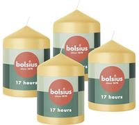 Bolsius - Velas Pilar - Velas decorativas para el hogar - 4 unidades - 8 x 6 cm - 17 horas de combustión - sin perfume - cera vegana natural - sin aceite de palma - color beige