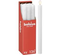 Bolsius - Velas rústicas - Color blanco - Juego de 9 unidades - Duración de combustión 13 horas - sin perfume - Cera vegetal natural - Sin goteo - sin aceite de palma - 27 x 2,3 cm