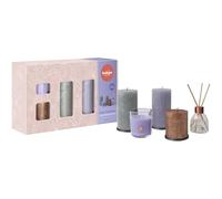 Bolsius - Velas rústicas con difusor de varillas y vela perfumada - Juego de 5 unidades - Funky Freshness - Lavanda - Largo tiempo de combustión - sin aceite de palme
