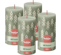 Bolsius Velas rústicas con diseño de silueta, verde con impresión, 4 unidades, 13 x 7 cm, larga duración, velas domésticas, contiene cera vegetal natural, sin aceite de palma