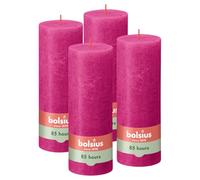 Bolsius - Velas rústicas - Fucsia - 19 cm - 4 unidades - Velas decorativas - Sin aceite de palma - Con cera vegetal natural