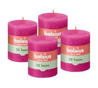 Bolsius - Velas rústicas - Fucsia - 8 cm - 4 unidades - Velas decorativas - Sin aceite de palma - Con cera vegetal natural