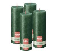 Bolsius - Velas rústicas - verde - metálico - 19 cm - 4 unidades - velas decorativas - contienen cera vegetal natural - sin aceite de palma