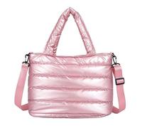 Bolso Acolchado Mujer Crossbody Handbag Down Padding Shoulder Bag Quilted Puffy Handbag Puffer Tote Bag Down Cotton Padded(Pink)