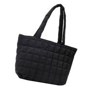 Bolso acolchado para mujer, estilo coreano, gran capacidad, hombro simple, asa superior para mujer, axila, gran capacidad, asa superior simple, Black, One Size