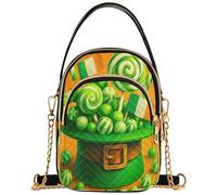 Bolso acolchado para teléfono celular, con diseño de duende verde, para mujer, con cremallera, 15 x 8 x 21 cm