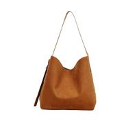 Bolso Ante Marron Bolso de mano gamuza sintética, versátil, gran capacidad, marrón, bandolera un solo hombro, cubo lujo para Todos los Días
