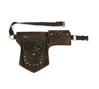 Bolso Banana Western Wasteland, Bandolera de Cuero de Vaca con Remaches, Bolsa Banana y Multifuncional Retro para Hombre Carteras, marrón, talla única