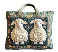 Bolso bandolera acolchado para mujer con bordado de cordero, estilo vintage con flores de gran capacidad ideal para trabajo, compras, viajes y uso diario