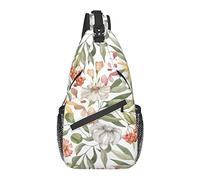 Bolso Bandolera Acuarela Flor Baya Hoja otoño Senderismo Mochila Bandolera Hombro Mochila Viaje Pecho Paquete para Hombres Mujeres