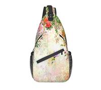 Bolso Bandolera Acuarela Flor Rosa peonía Arte Senderismo Mochila Bandolera Hombro Mochila Viaje Pecho Paquete para Hombres Mujeres