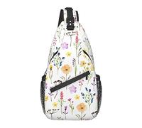 Bolso Bandolera Acuarela Flor Silvestre Prado botánico Senderismo Mochila Bandolera Hombro Mochila de Viaje Paquete de Pecho para Hombres y Mujeres