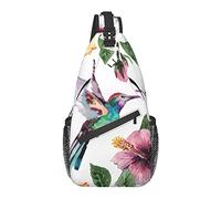 Bolso Bandolera Acuarela Flor Tropical colibrí Senderismo Mochila Bandolera Hombro Mochila Viaje Pecho Paquete para Hombres Mujeres