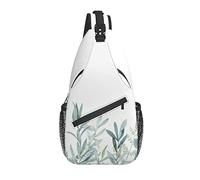 Bolso Bandolera Acuarela Floral Bohemio Verde Blanco Senderismo Mochila Bandolera Hombro Mochila Viaje Pecho Paquete para Hombres Mujeres