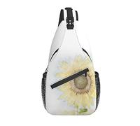 Bolso Bandolera Acuarela Girasol Blanco Primavera Floral Senderismo Mochila Crossbody Hombro Mochila Viaje Cofre Pack para Hombres Mujeres