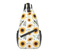 Bolso Bandolera Acuarela Girasol Botánico Floral Senderismo Mochila Crossbody Hombro Mochila Viaje Cofre Pack para Hombres Mujeres