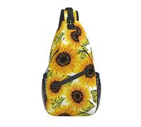 Bolso Bandolera Acuarela Girasol Floral Primavera Amarillo Senderismo Mochila Crossbody Hombro Mochila Viaje Cofre Pack para Hombres Mujeres